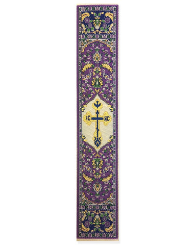 Tapestry bookmark, purple with St Xenia Cross