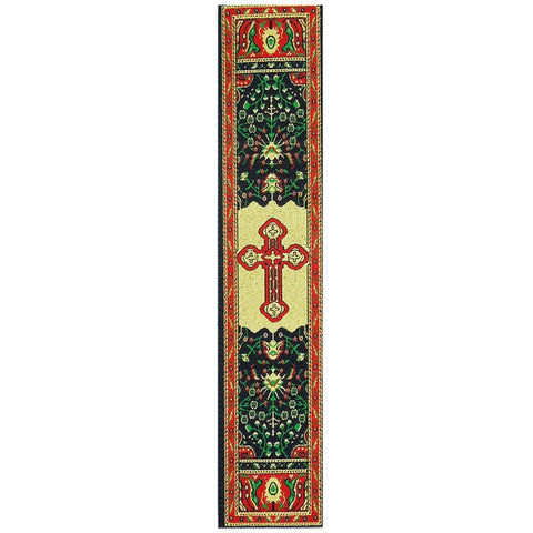 Tapestry bookmark, red with Byzantine Cross