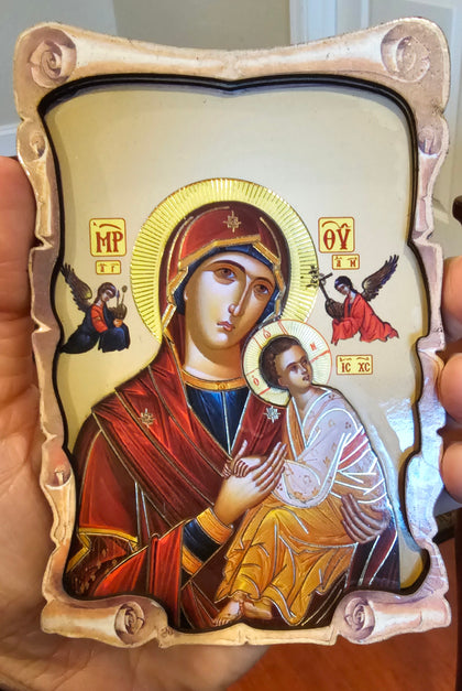 Wooden Icon of Theotokos with Stand