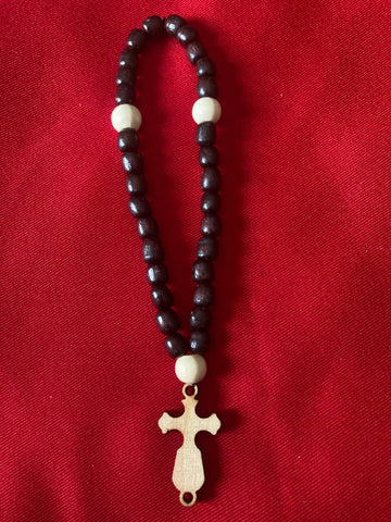 Wooden Prayer Rope:  30 Beads with Cross