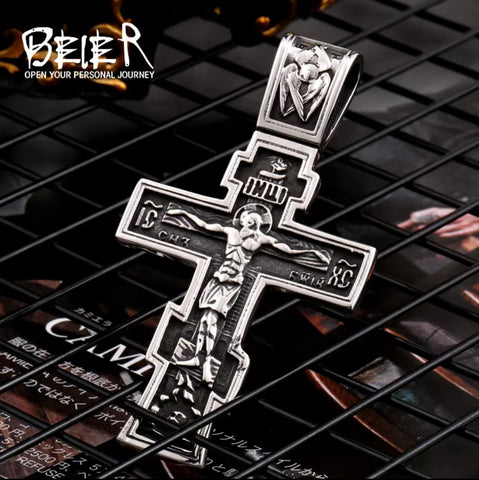 Stainless Steel Orthodox Men's Cross/Crucifix