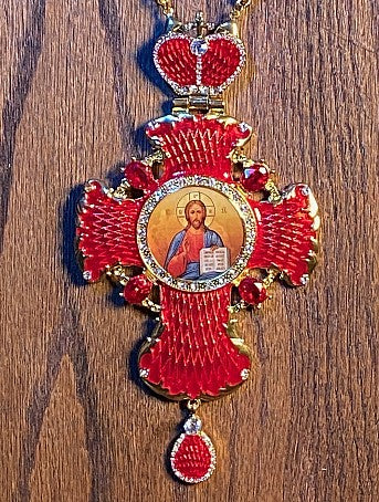 Red Plated Bejeweled Pectoral Cross