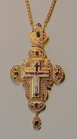 Green Bejeweled Pectoral Cross